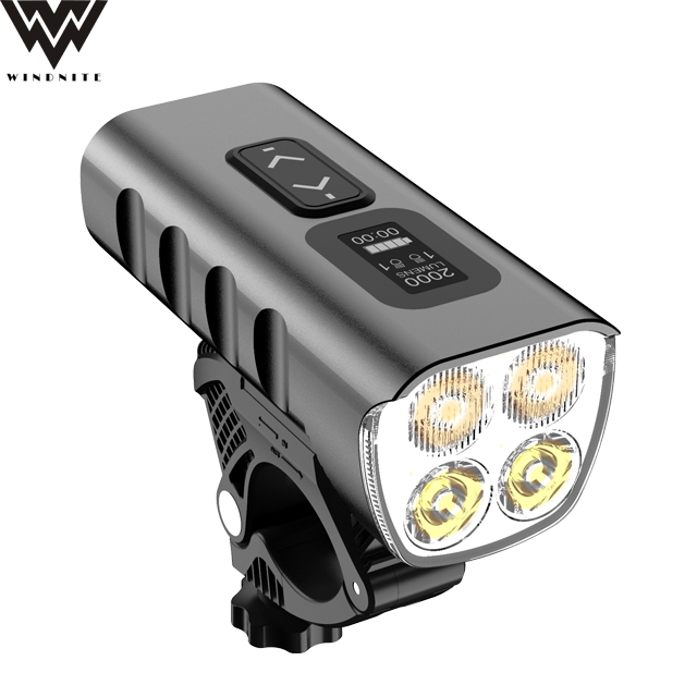 K100 4*LEDs 2000LM Bike Headlight with OLED display USB-C Rechargeable 5800mAh battery with Power Bank function